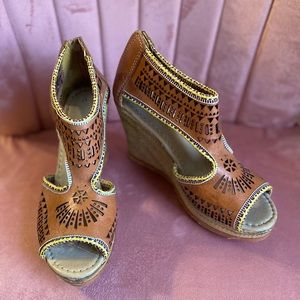 Handmade, Leather, Mexican Sandal Wedges, Huarache